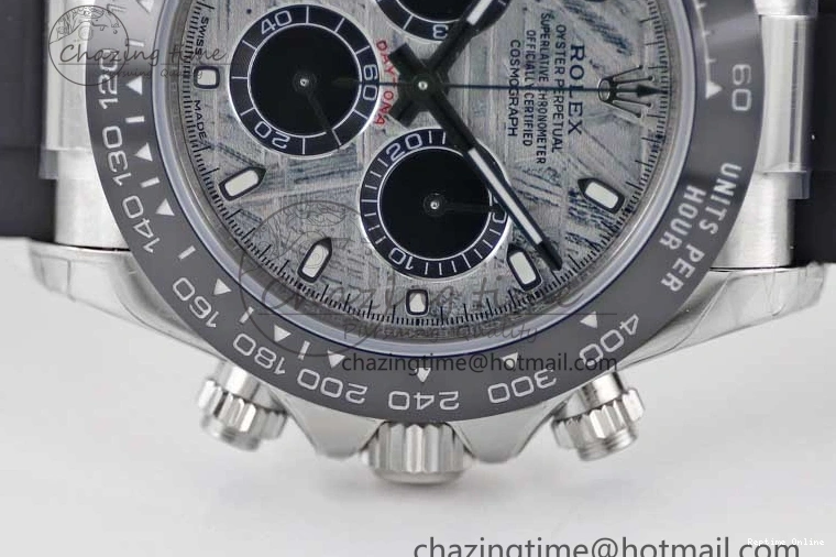 0509 WeatherProof Daytona 116519 SS TWF 1:1 Best Edition 904L Steel Gray Meteorite Black Dial on Oysterflex Strap A 2410